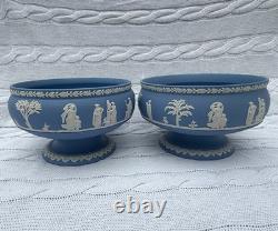 Ensemble de 2 grands bols sur pied en jasperware Wedgwood vintage, Angleterre