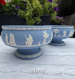 Ensemble de 2 grands bols sur pied en jasperware Wedgwood vintage, Angleterre