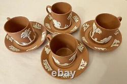 Ensemble de 4 tasses à café et sous-tasses assorties en jaspe de terracotta Wedgwood