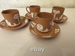 Ensemble de 4 tasses à café et sous-tasses assorties en jaspe de terracotta Wedgwood