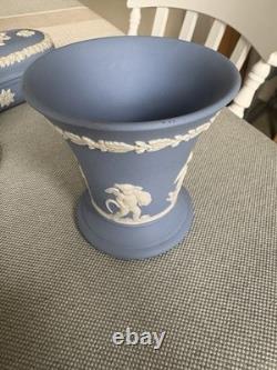 Ensemble de 9 pièces en jaspe Wedgwood bleu et blanc vintage collectionnable