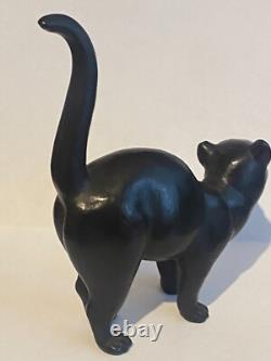 Figurine de chat en basalte noir rare Wedgwood Ernest Light avec des yeux verts, vers 1915
