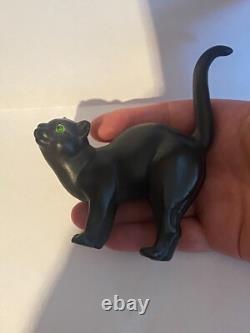 Figurine de chat en basalte noir rare Wedgwood Ernest Light avec des yeux verts, vers 1915