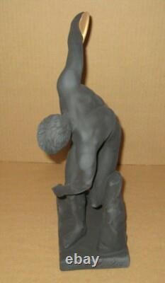 Figurine de lanceur de disque olympique en jaspe Wedgwood NOIR & JAUNE 2012 en boîte
