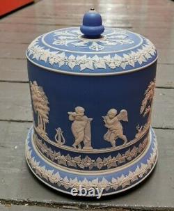 Grand Wedgwood Style Dudson Stilton Cheese Platter Dome Jasperware Cherubs