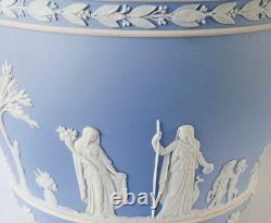 Grand cache-pot / jardinière Wedgwood Jasper bleu antique trempé en jaspeware