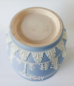 Grand cache-pot / jardinière Wedgwood Jasper bleu antique trempé en jaspeware