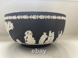 Grand grand bol vintage classique Wedgwood Jasperware noir et blanc 1964