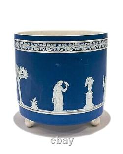 Grande Jardinière Antique en Jasperware Wedgwood Bleu Cobalt et Blanc