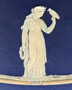 Grande Jardinière Antique en Jasperware Wedgwood Bleu Cobalt et Blanc