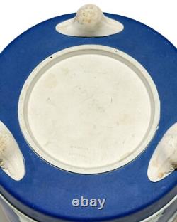 Grande Jardinière Antique en Jasperware Wedgwood Bleu Cobalt et Blanc