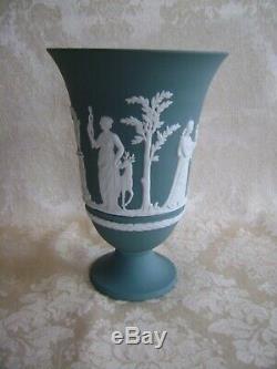 Grande Rare Wedgwood Teal Jasper Ware 7 1/2 Vase Pedestal