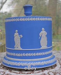 Huge Light Blue & White Antique Victorian Jasperware Fromage Dôme Stilton Plat