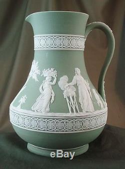 Huge Wedgwood Sage Green Dip Jasperware Etruscan Water Jug Pitcher