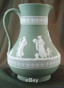 Huge Wedgwood Sage Green Dip Jasperware Etruscan Water Jug Pitcher