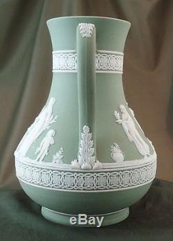 Huge Wedgwood Sage Green Dip Jasperware Etruscan Water Jug Pitcher