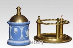 Humidor en jaspe Wedgwood bleu monté en laiton élégance classique