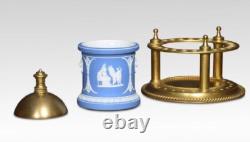 Humidor en jaspe Wedgwood bleu monté en laiton élégance classique