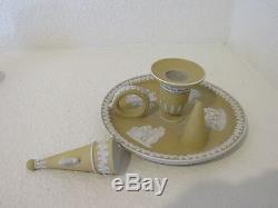 Incroyable Wedgwood Yellow Dimmers Jasperware Chamberstick Avec Snuffer