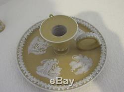 Incroyable Wedgwood Yellow Dimmers Jasperware Chamberstick Avec Snuffer