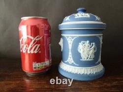 Jarre à tabac en jaspe Wedgwood bleu avec couvercle h14cm/5,5