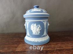 Jarre à tabac en jaspe Wedgwood bleu avec couvercle h14cm/5,5