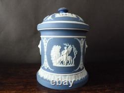 Jarre à tabac en jaspe Wedgwood bleu avec couvercle h14cm/5,5
