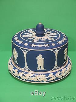 Jasperware Blue & White Cake Plate W Couverture Cherub Putti