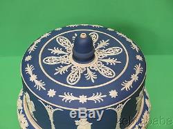 Jasperware Blue & White Cake Plate W Couverture Cherub Putti