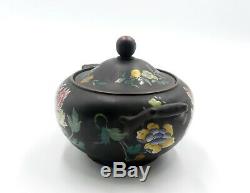 Jasperware De Basalte Antique Pot De Sucre Émail Fleur Chinoise Wedgwood