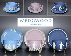 Jasperware Wedgwood Dancing Hours Rose Pink Portland Blue Pale Blue Tasse Soucoupe 3Set