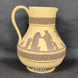 Jatte Etrusque en Jasperware Wedgwood Canne Jaune et Brun Taupe Ht 13,5 cm