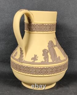 Jatte Etrusque en Jasperware Wedgwood Canne Jaune et Brun Taupe Ht 13,5 cm