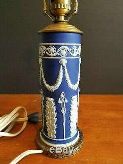 Lampe Wedgwood Vintage Jasperware Bleu Cobalt Bleu Portland Acanthe Très Rare
