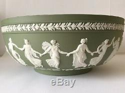 Les Grands Vintage Wedgwood Solides Jaspe Vert Heures De Danse Bowl 1956 En Date