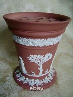 Lovely Large Wedgwood Terracotta Jasperware Arcadian Vase With Frog Insert