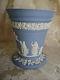 Lovely Very Large Wedgwood Pale Blue Jasperware Vase Arcadian Avec Insert De Grenouille
