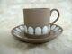 Lovely Wedgwood Taupe Jasperware Demitasse Cup & Saucer Avec Seashell Design