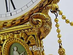 Magnifique Antique Edw. F Caldwell & Co Gilded Bronze Clock Wedgwood Jasperware