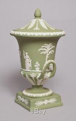 Magnifique Grand Vase Vintage Wedgwood Vert Sauge Jasperware Jasper Prestige