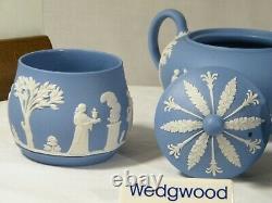 Magnifique Wedgwood Blue Jasper Ware 12 Pièce Afternoon Tea Set Superbe