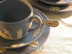 Magnifique Wedgwood Blue Jasper Ware 22 Pièce Afternoon Tea Set Beautiful