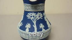 Magnifique Wedpwood Jasperware Bleu Foncé 5 Pichet, Marque Occasion 1908-1969