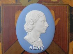 Médaillon Ovale Vintage Wedgwood Blue Jasper Médaille John Keats Ovale