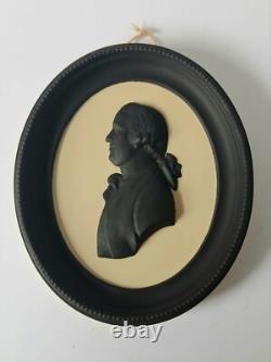 Médaillon de portrait de Josiah Wedgwood en jaspe noir et canne Wedgwood