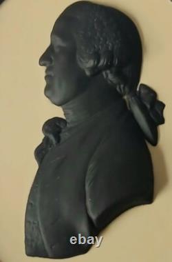 Médaillon de portrait de Josiah Wedgwood en jaspe noir et canne Wedgwood