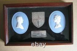 Médaillon encadré du Jubilé Royal en argent sterling en jasperware bleu Wedgwood