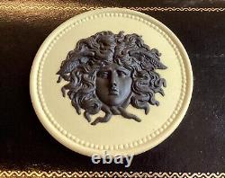 Médaillon rond en jaspe jaune Wedgwood très rare tête de Méduse exquis