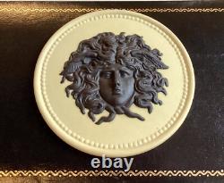 Médaillon rond en jaspe jaune Wedgwood très rare tête de Méduse exquis