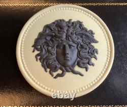 Médaillon rond en jaspe jaune Wedgwood très rare tête de Méduse exquis